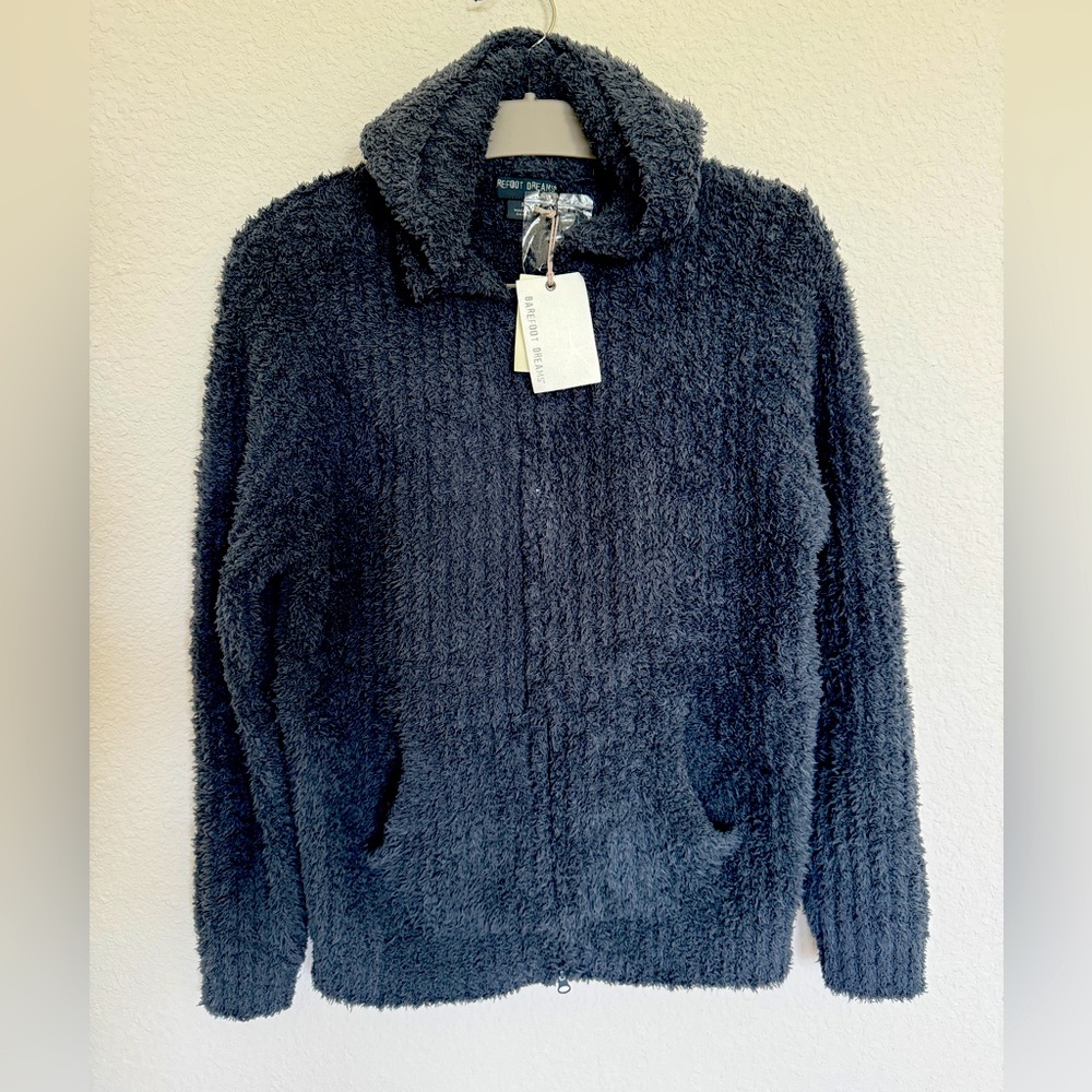 Barefoot Dreams CozyChic Adult Ribbed zipped hoodie Slate Blue